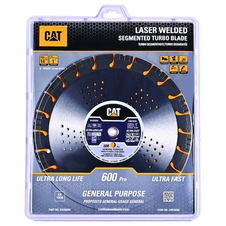 Caterpillar 600 Pro Segmented Laser Welded General General Purpose Diamond Blade 14-In - 350mm DA33020U